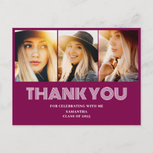 Modern Photo Collage Graduation Thank You Postcard
