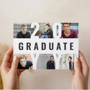 Modern photo collage graphic typography graduation announcement