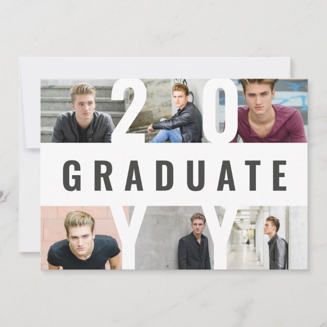 Modern photo collage graphic typography graduation announcement (Front)