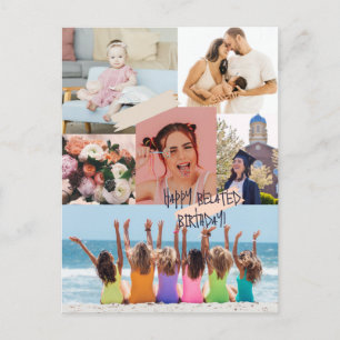 Modern photo collage Happy belated birthday card