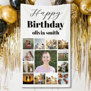 Modern Photo Collage Happy Birthday Banner