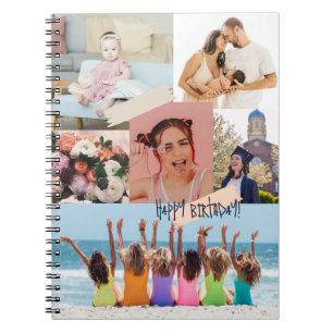 Modern photo collage Happy birthday Cute Notebook