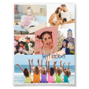Modern photo collage Happy birthday Cute Print