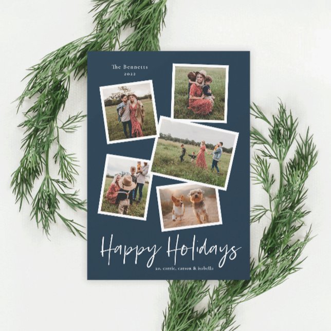Modern Photo Collage Happy Holidays Holiday Card (Creator Uploaded)