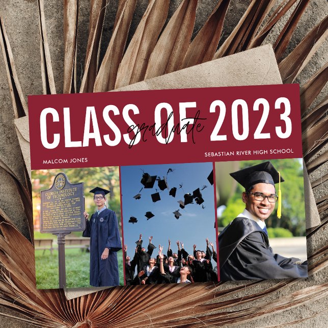 Modern Photo Collage High School Graduation Announcement (Creator Uploaded)