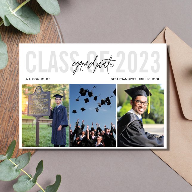 Modern Photo Collage High School Graduation Announcement (Creator Uploaded)