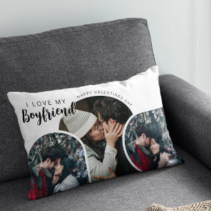 Modern photo collage I love My Boyfriend Decorative Cushion