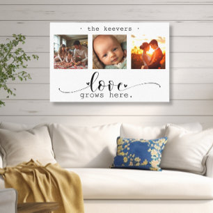 Modern Photo Collage Love Grows Here Canvas Print