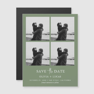 Modern Photo Collage Magnetic Sage Green Wedding