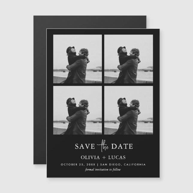 Modern Photo Collage Magnetic Wedding Save The Dat (Front/Back)