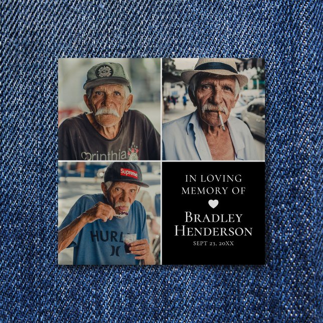 Modern Photo Collage Memorial Keepsake 15 Cm Square Badge (Creator Uploaded)
