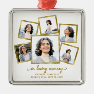 Modern Photo Collage Memorial Metal Ornament