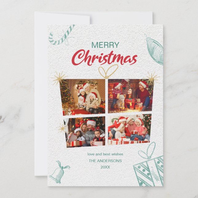 Modern Photo Collage Merry Christmas Holiday Card (Front)