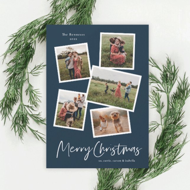 Modern Photo Collage Merry Christmas Holiday Card (Creator Uploaded)