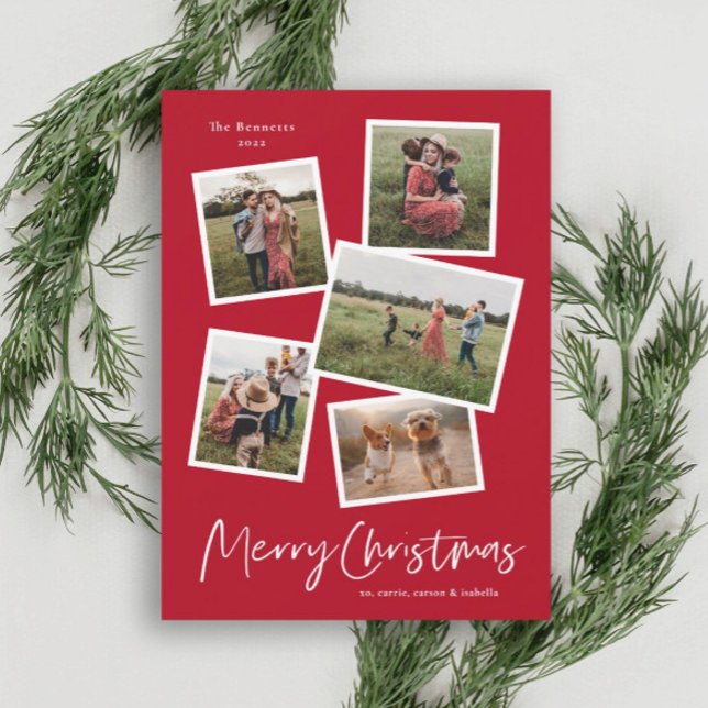 Modern Photo Collage Merry Christmas  Holiday Card (Creator Uploaded)