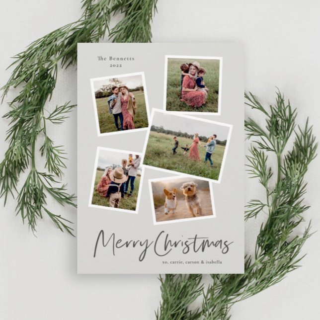 Modern Photo Collage Merry Christmas Holiday Card (Creator Uploaded)