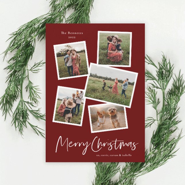 Modern Photo Collage Merry Christmas Holiday Card (Creator Uploaded)