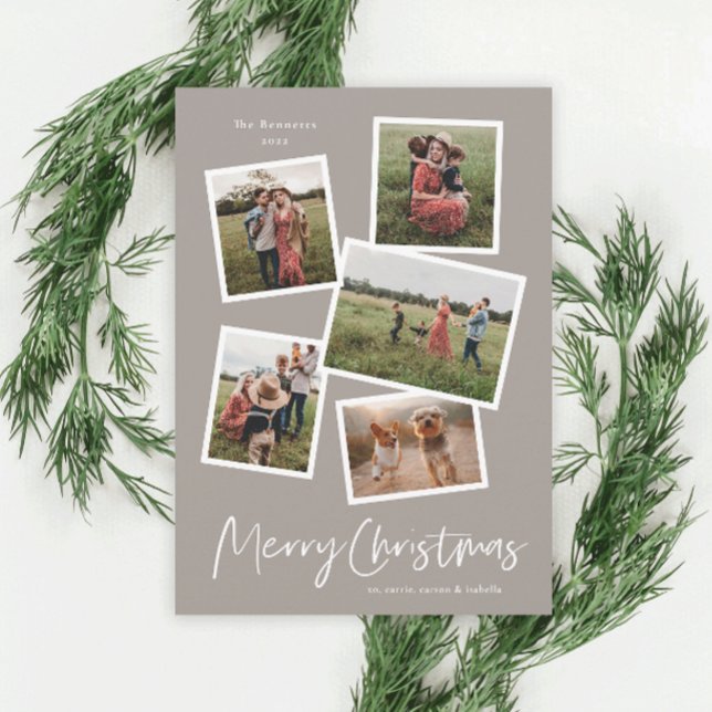 Modern Photo Collage Merry Christmas Holiday Card (Creator Uploaded)
