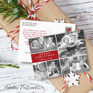 Modern Photo Collage Merry Christmas Holiday Postcard