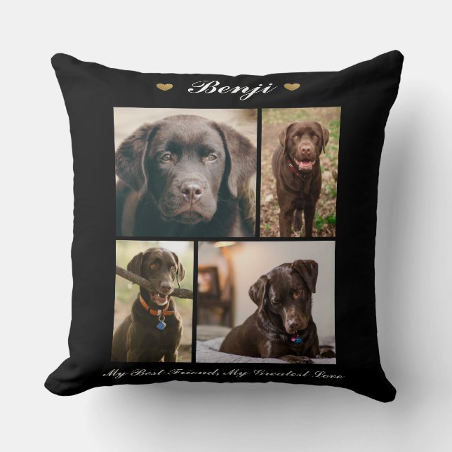 Modern Photo Collage Milestone Keepsake Dogs Cats  Cushion (Front)