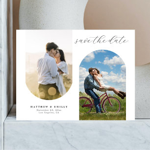 Modern Photo Collage Minimal Wedding Save the Date Postcard