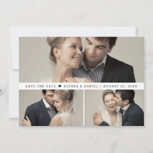 Modern Photo collage Minimalist Wedding Thank You Card