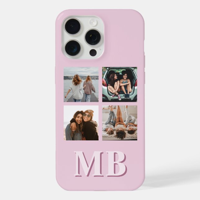 Modern Photo Collage Monogram iPhone Case (Back)