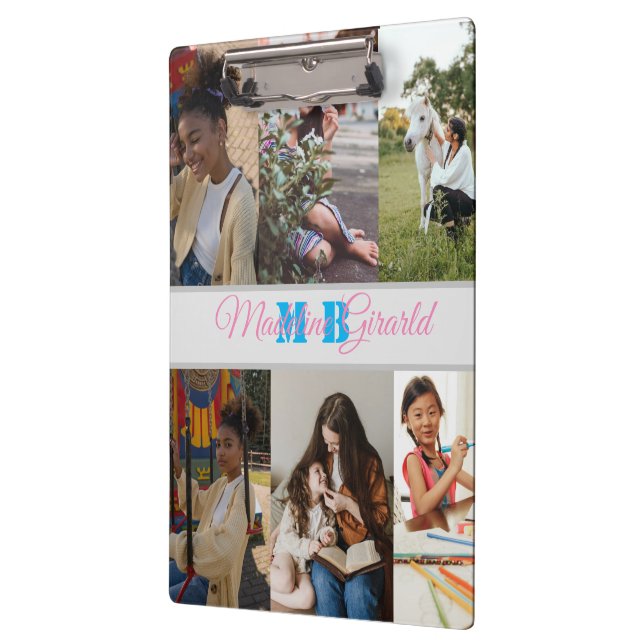 Modern Photo Collage monogrammed  Clipboard (Left)
