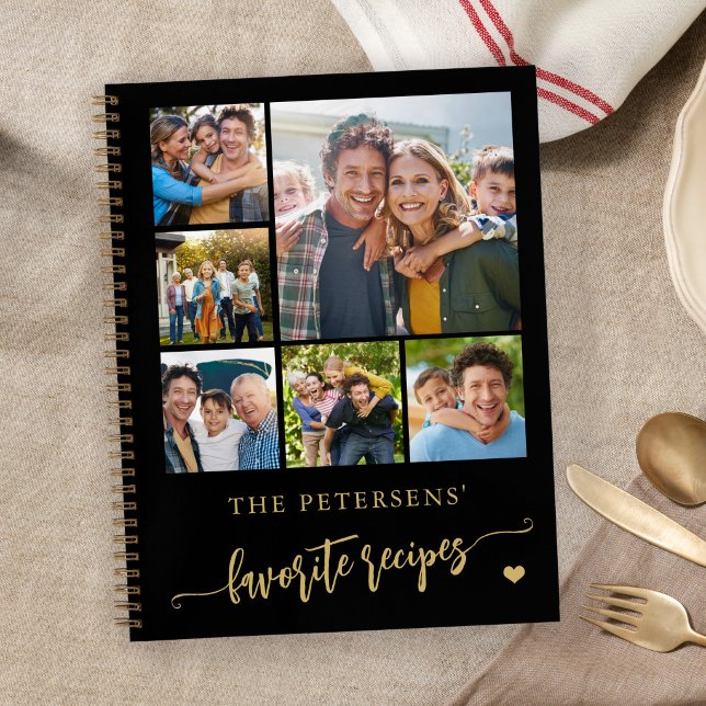 Modern photo collage name personalised black notebook (Creator Uploaded)