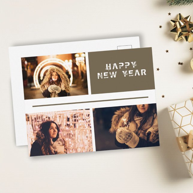 Modern Photo Collage New year Holiday Postcard (Creator Uploaded)