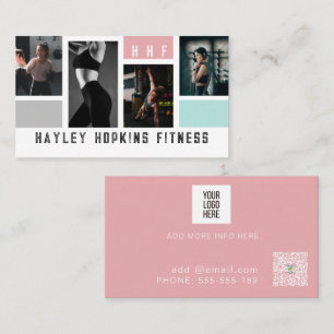 Modern Photo Collage Personal Trainer Fitness  Business Card