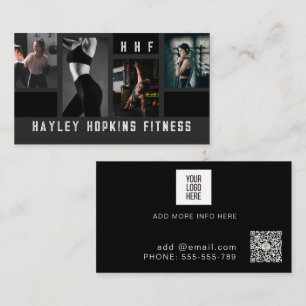 Modern Photo Collage Personal Trainer Fitness  Business Card