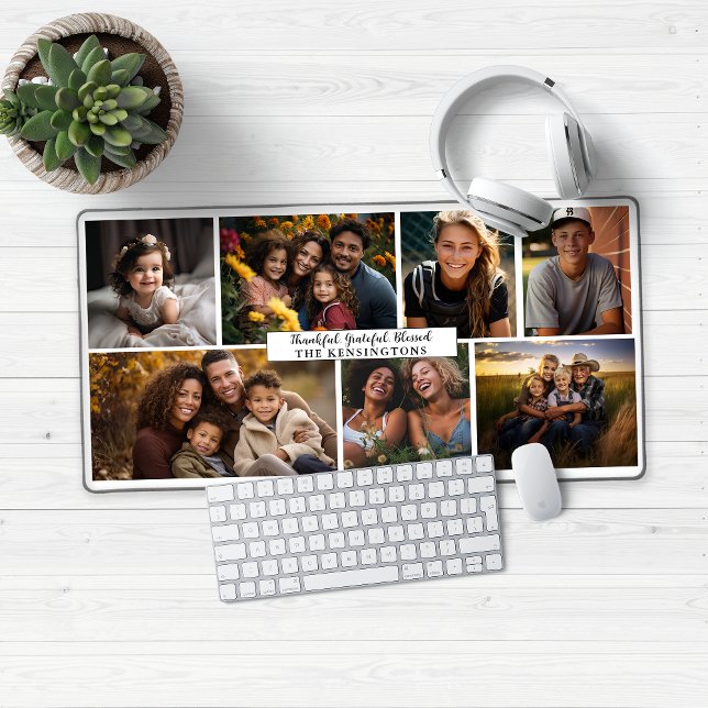 Modern Photo Collage Personalised Desk Mat (Modern Photo Collage Desk Mat Mouse Pad)