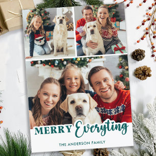 Modern Photo Collage Personalised Merry Everything Holiday Card