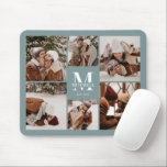 Modern Photo Collage Personalised Monogram Green Mouse Pad<br><div class="desc">This 6 Photo Collage Modern Family Personalised Mouse Pad is the perfect way to turn your favourite family photos into a cute and trendy keepsake. With a simple, modern design and elegant Monogram, it's fully customisable to fit your style. Ideal for gifting on Mother’s Day, Father’s Day, birthdays, Christmas, anniversary...</div>