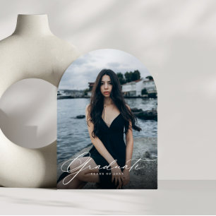 Modern Photo Collage QR code Graduation Party Invitation