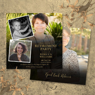 Modern Photo Collage Retirement Party Invitation