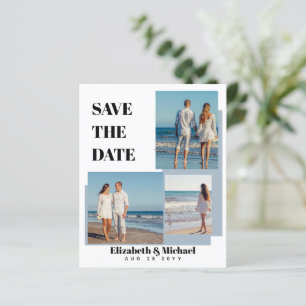 Modern PHOTO Collage Save Dates Dusty Blue