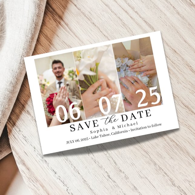 Modern Photo Collage Save the Date Card (Creator Uploaded)