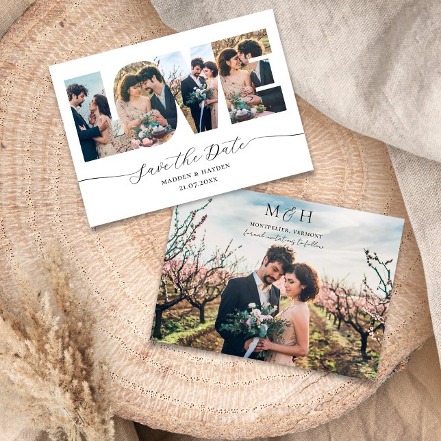 Modern Photo Collage Save the Date Love Letters (Creator Uploaded)