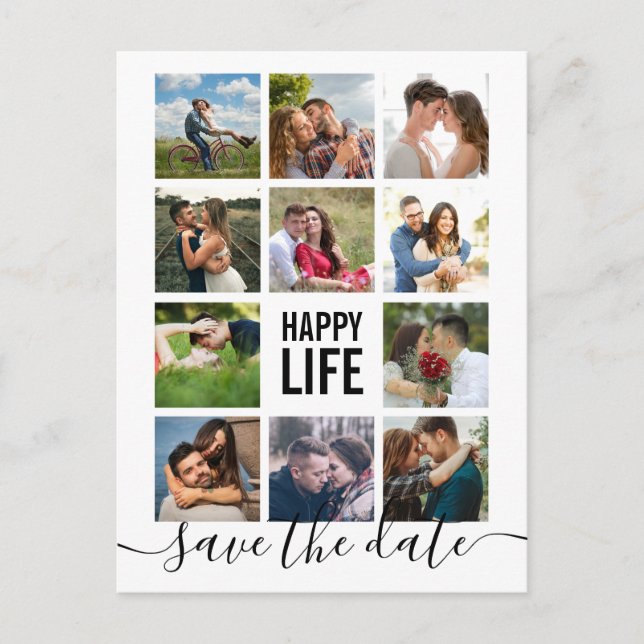 Modern Photo Collage Save the Date Postcard (Front)