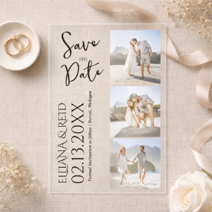 Modern Photo Collage Save the Date Wedding Acrylic Invitations