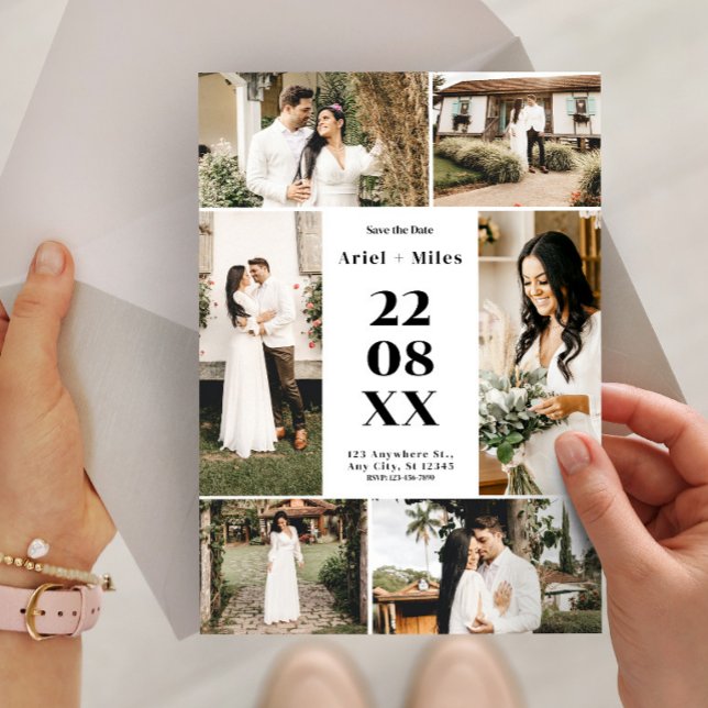 Modern Photo Collage Save the Date Wedding Invitation (Modern Photo Collage Save the Date Wedding Invitation, Custom Photo Wedding)