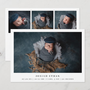 Modern Photo Collage Simple Newborn Birth Announcement