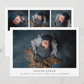 Modern Photo Collage Simple Newborn Birth Announcement