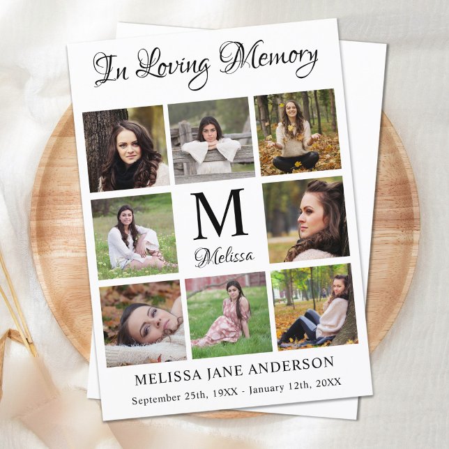 Modern Photo Collage Sympathy Memorial Funeral Thank You Card (Creator Uploaded)