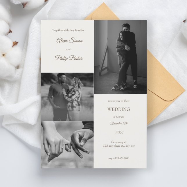 Modern Photo Collage Wedding Invitation (1)