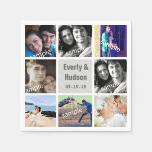 Modern Photo Collage Wedding Napkins