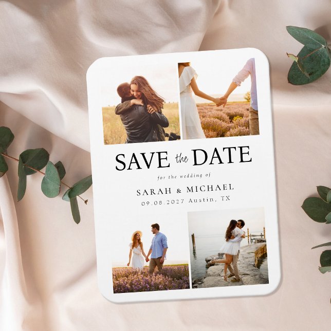 Modern Photo Collage Wedding Save the Date Magnet (Creator Uploaded)