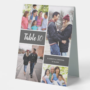 Modern Photo Collage Wedding Table Number